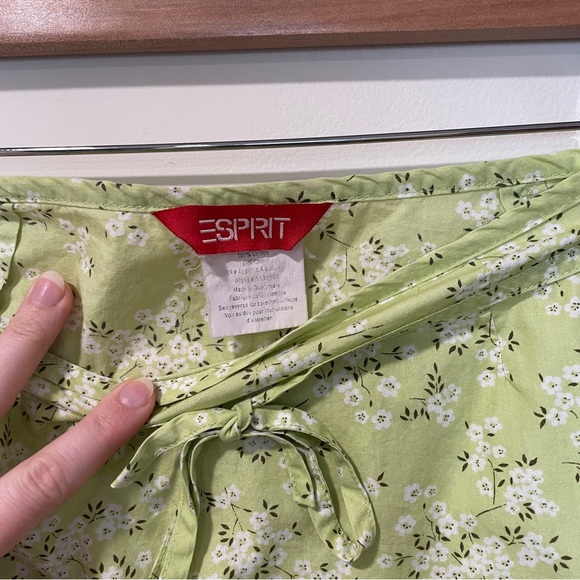 Y2K Light Green Floral Printed Mini Skirt, by Espirit, Size XS/S - Picture 5 of 10